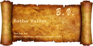 Batha Valter névjegykártya